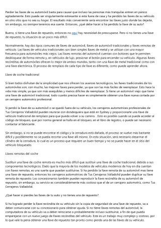 Qué hacer cuando ha extraviado las llaves de su turismo y no tiene repuesto