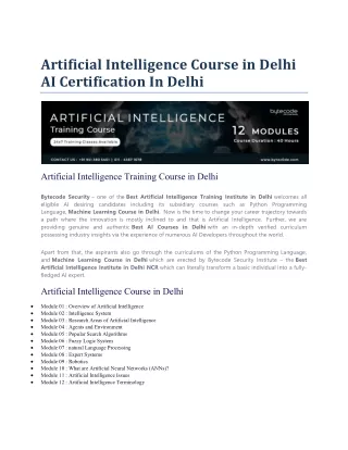 artificial intelligence course in delhi