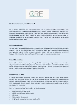 ivf timeline how long is the ivf process