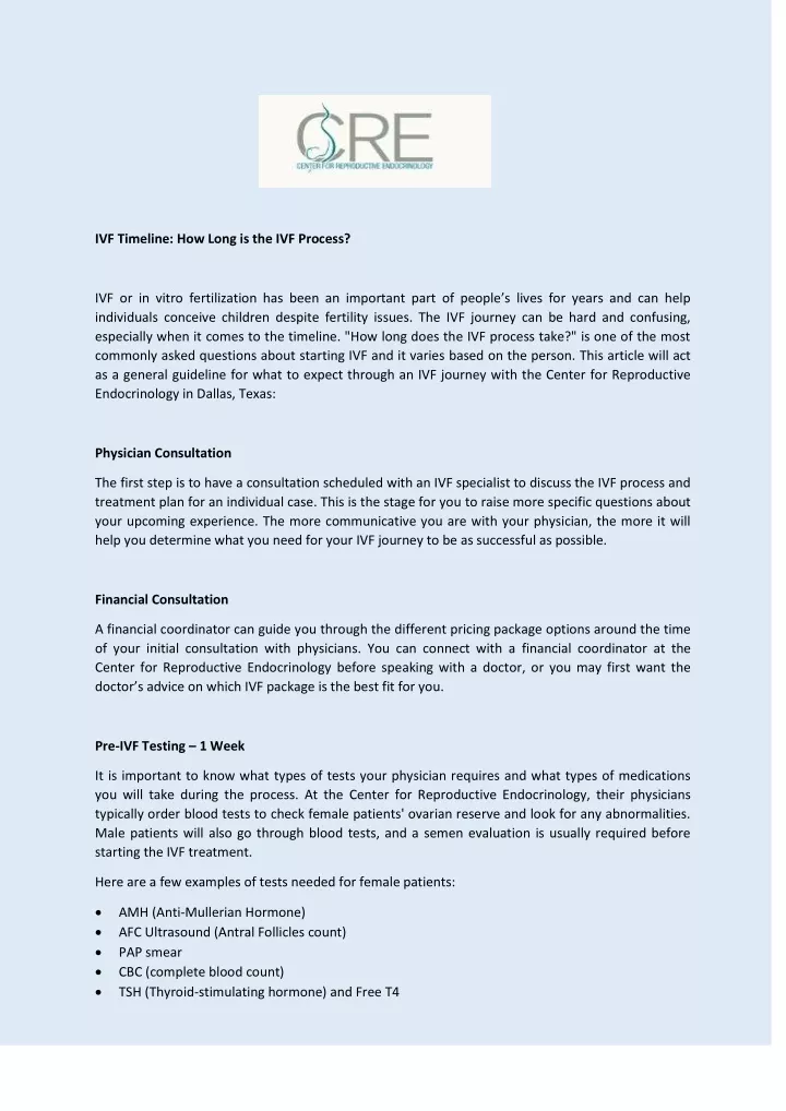 ivf timeline how long is the ivf process