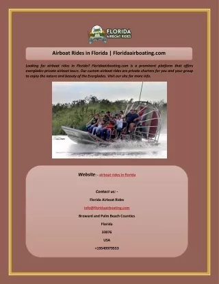 Airboat Rides in Florida  Floridaairboating