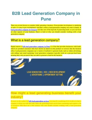 b2b lead generation company in pune