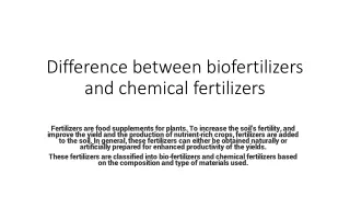 Difference between biofertilizers and chemical fertilizers