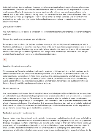 Los pros y los contras del sistema de calefaccion por suelo radiante