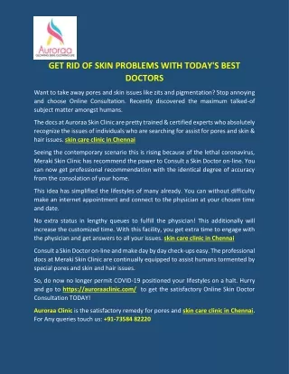 GET RID OF SKIN PROBLEMS WITH TODAY DOCTORS
