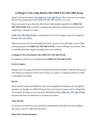 9 things to do a day before the csir