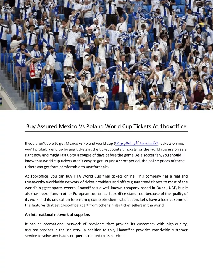 buy assured mexico vs poland world cup tickets