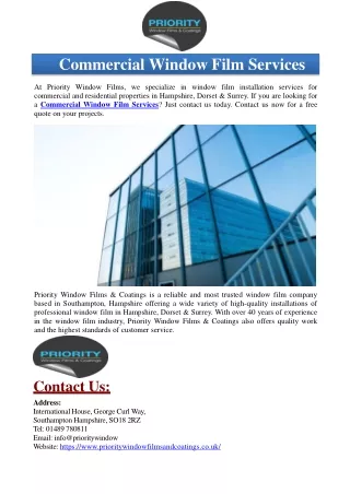 Commercial Window Film Services
