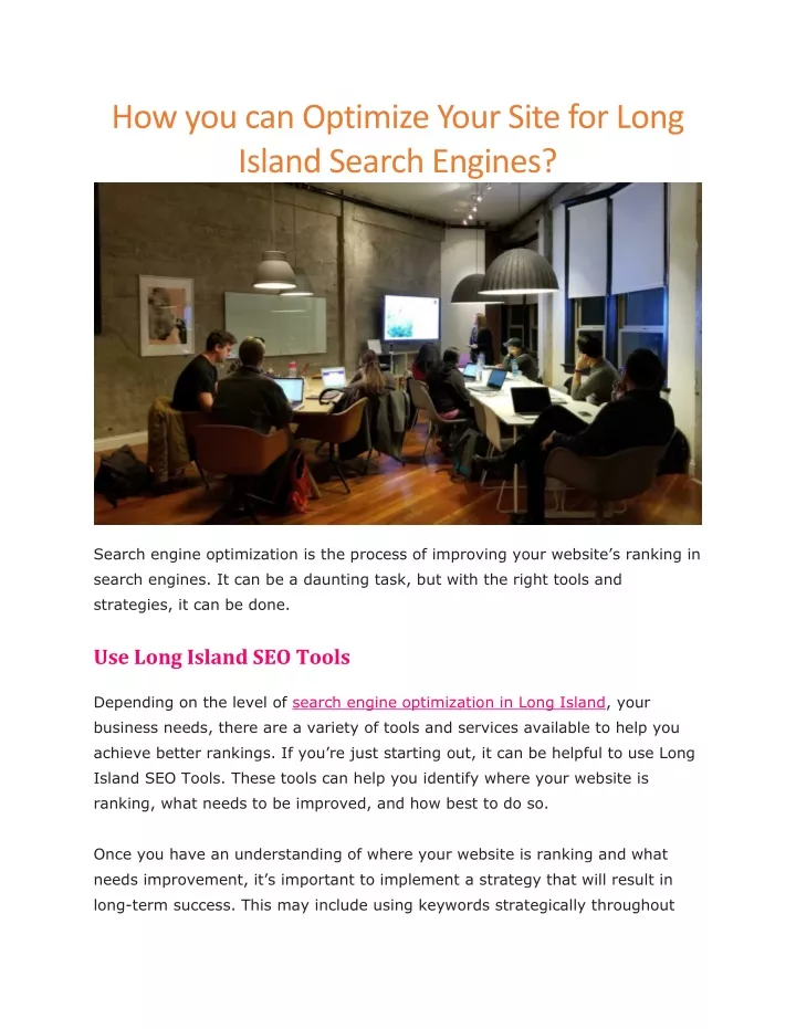 how you can optimize your site for long island