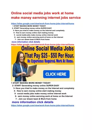 online social media jobs work at home make maney