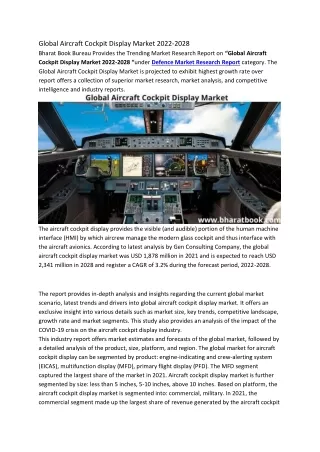 global aircraft cockpit display market 2022 2028