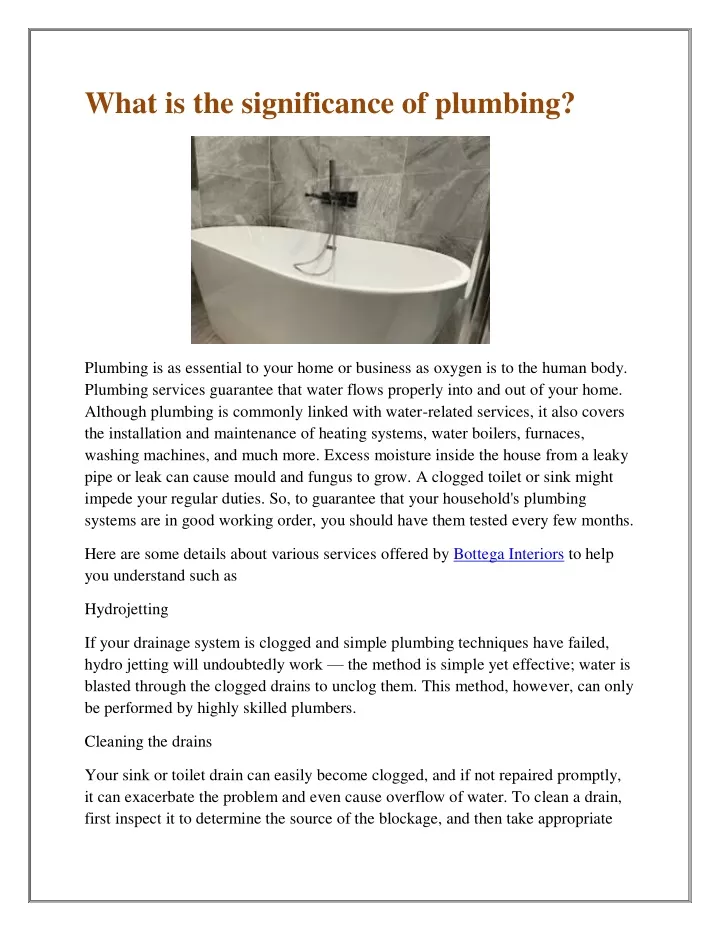 what is the significance of plumbing