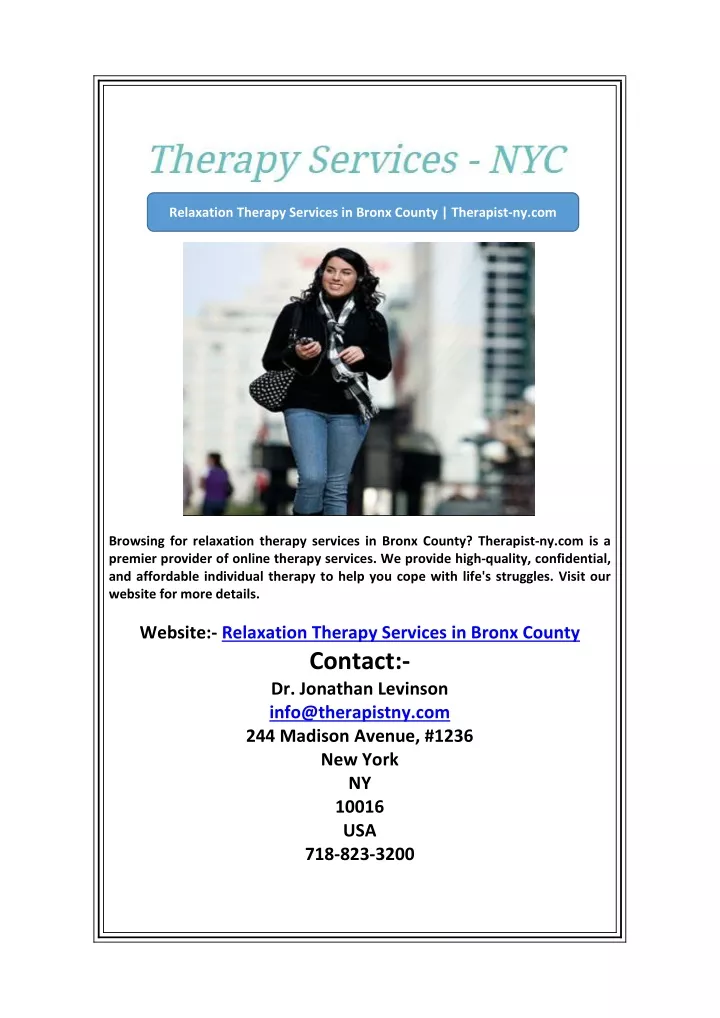 relaxation therapy services in bronx county