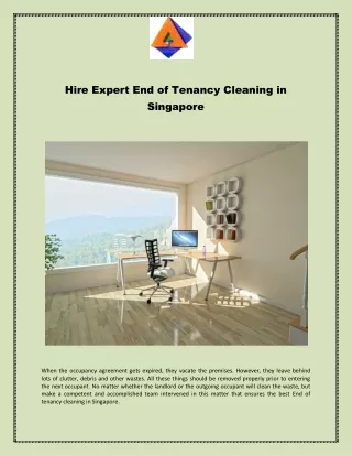 Hire Expert End of Tenancy Cleaning in Singapore