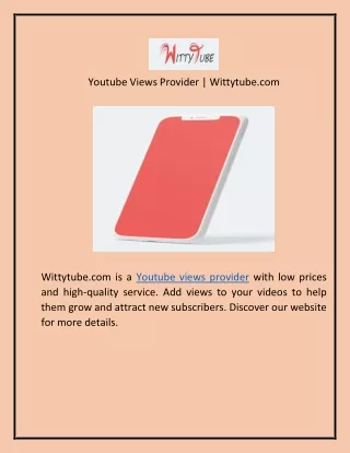 Youtube Views Provider  Wittytube