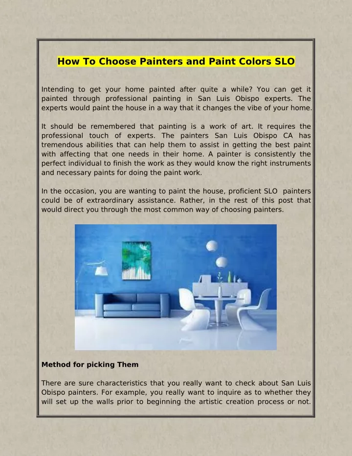 how to choose painters and paint colors slo