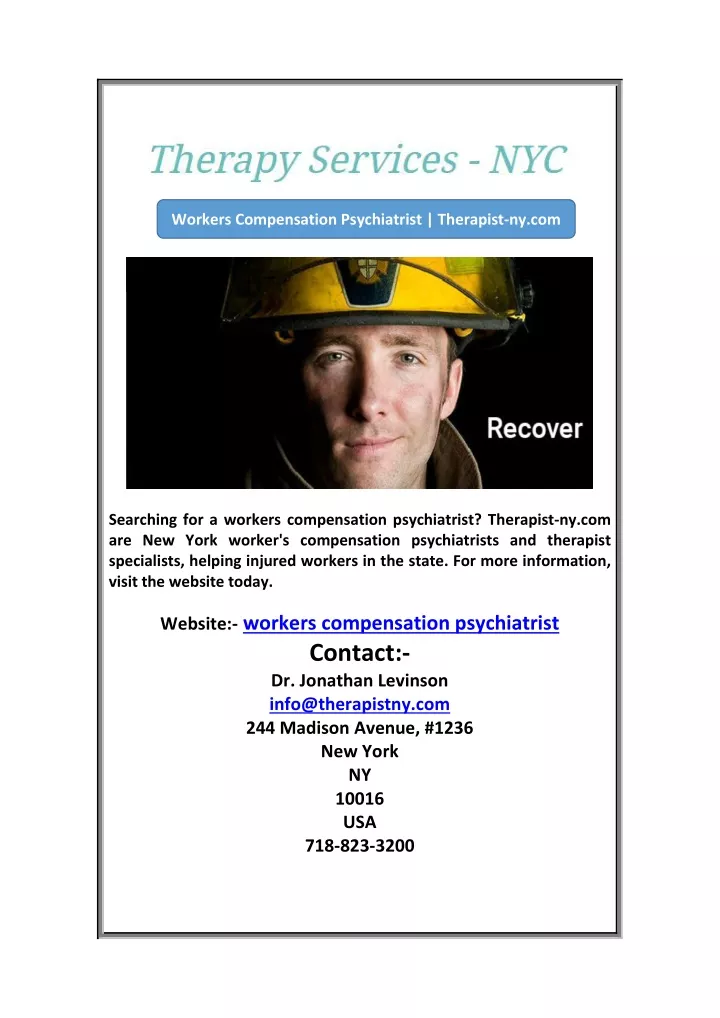 workers compensation psychiatrist therapist ny com