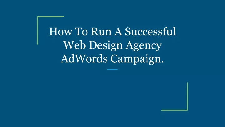 how to run a successful web design agency adwords