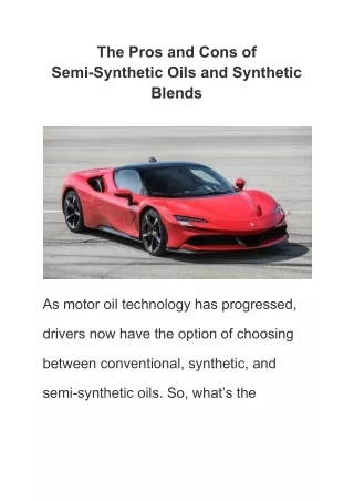 the pros and cons of semi synthetic oils