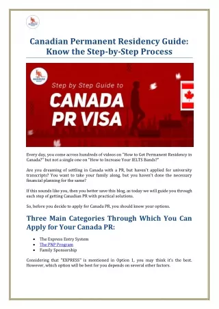 Canadian Permanent Residency Guide: Know the Step-by-Step Process