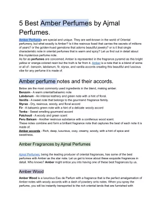 5 best amber perfumes by ajmal perfumes