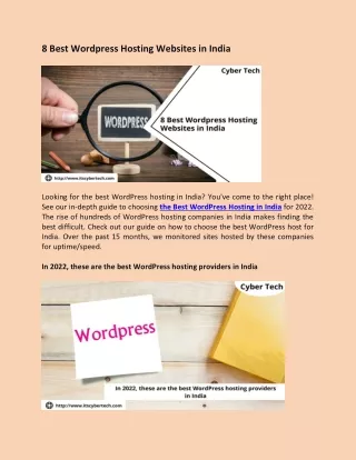 8 best wordpress hosting websites in india
