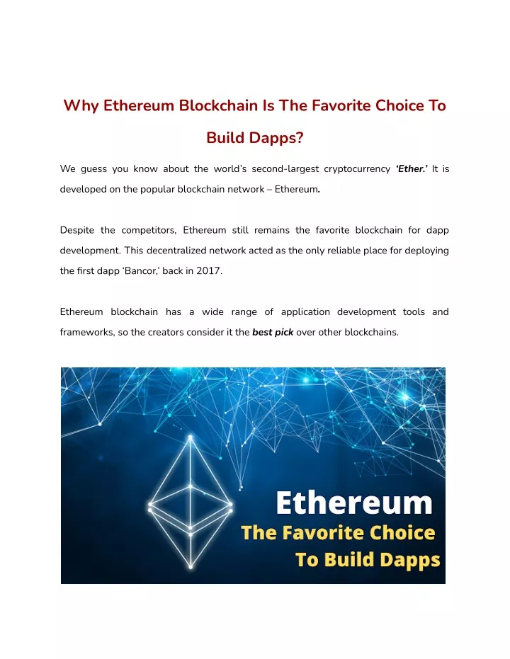 why ethereum blockchain is the favorite choice to