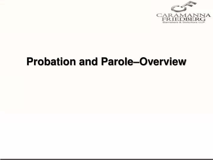 probation and parole overview