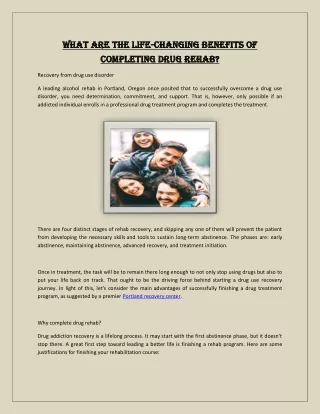 What are the Life-Changing Benefits of Completing Drug Rehab?