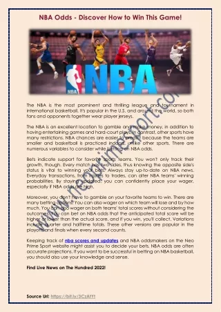 nba odds discover how to win this game
