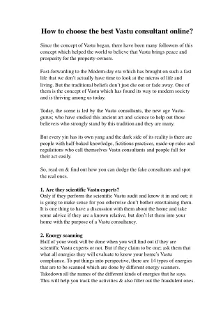 how to choose the best vastu consultant online