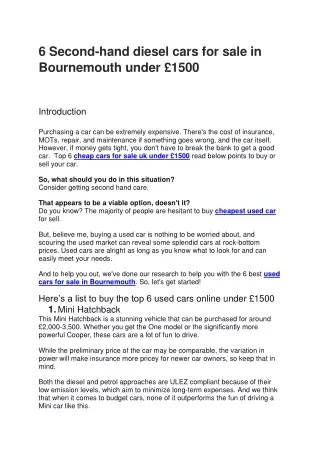 6 Secondhand disel car for sale
