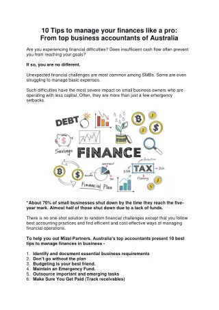 Tips to manage your finances from top business accountants in Australia