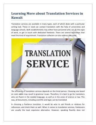 Learning More About Translation Services in Kuwait