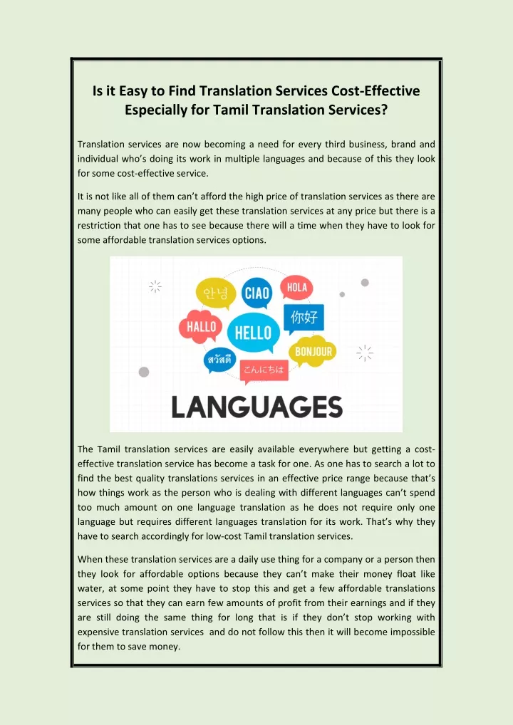 is it easy to find translation services cost