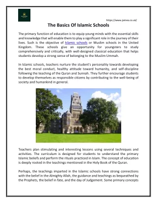 The Basics Of Islamic Schools