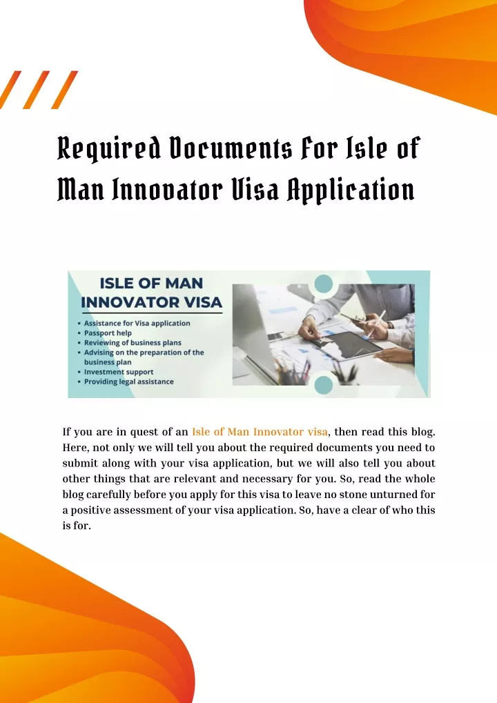 required documents for isle of man innovator visa