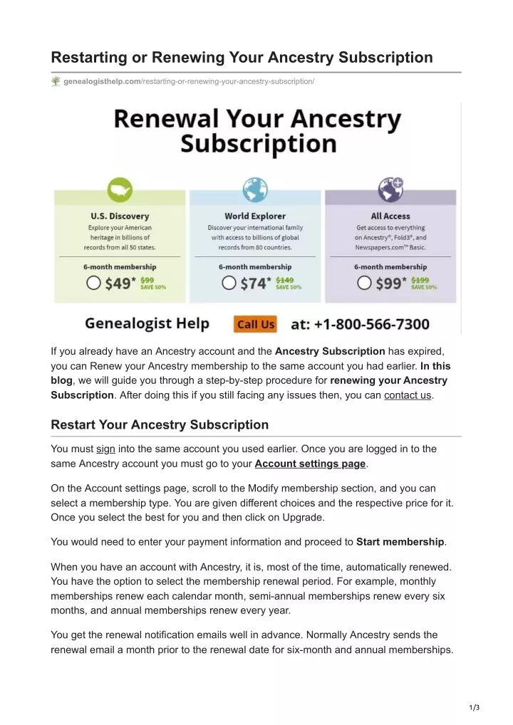 restarting or renewing your ancestry subscription