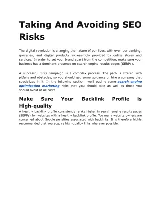 taking and avoiding seo risks