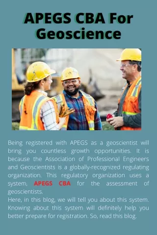 being registered with apegs as a geoscientist