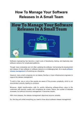 how to manage your software releases in a small