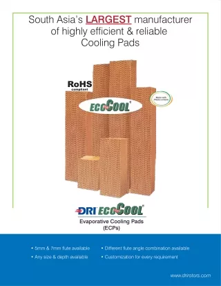 South Asia’s LARGEST manufacturer of highly efficient & reliable Cooling Pads