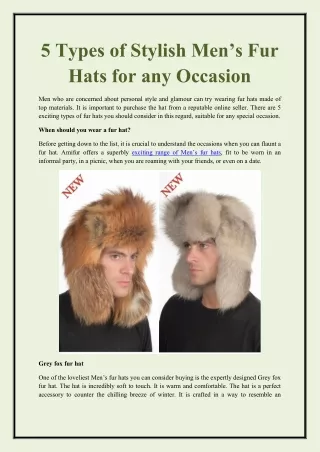 5 types of stylish men s fur hats for any occasion