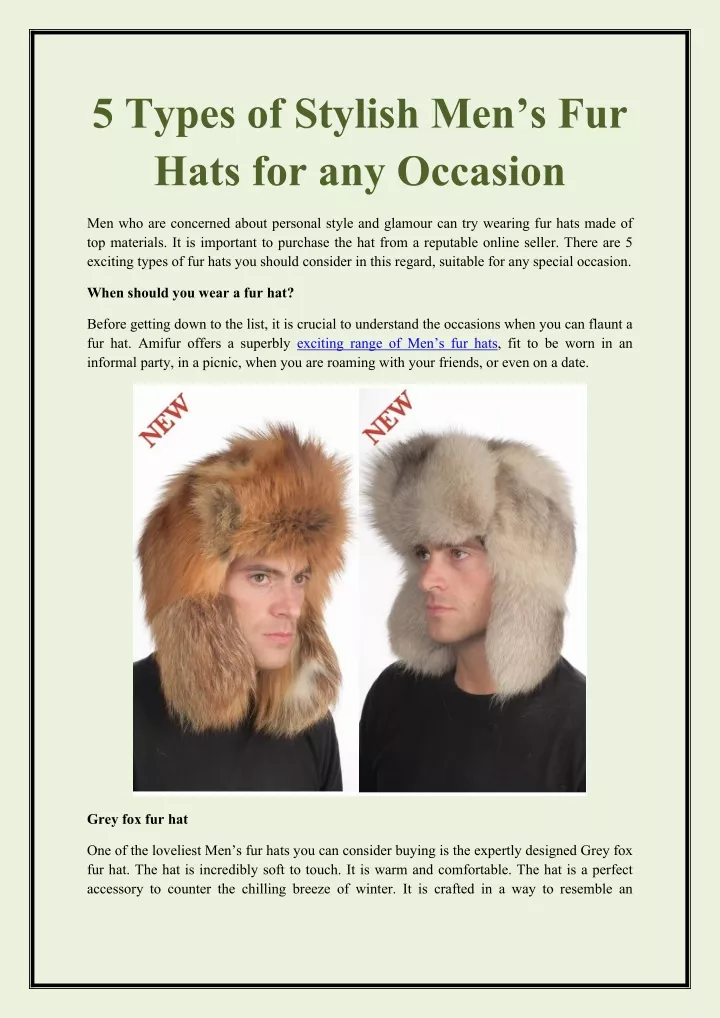5 types of stylish men s fur hats for any occasion