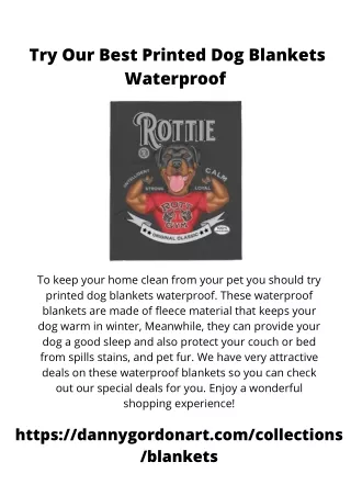 Try Our Best Printed Dog Blankets Waterproof