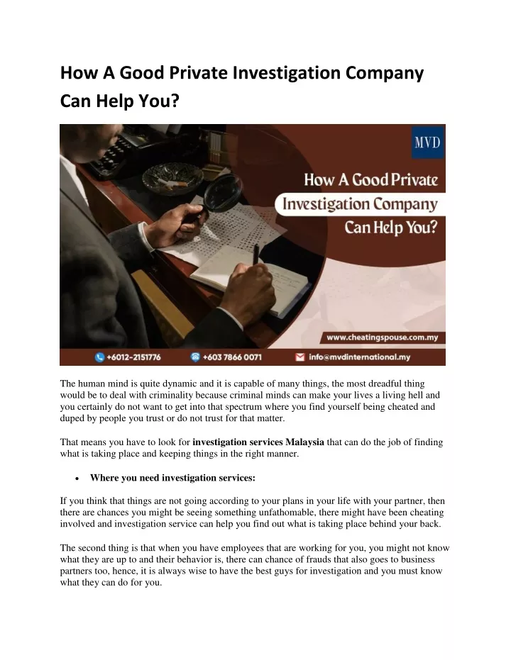 how a good private investigation company can help