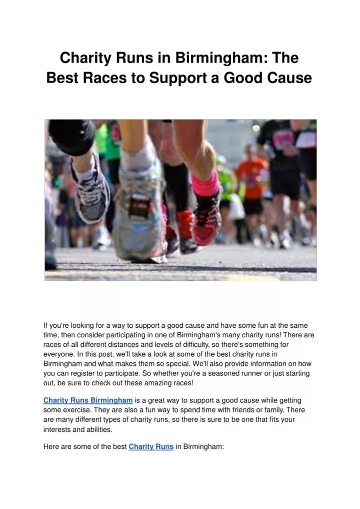 charity runs in birmingham the best races to support a good cause