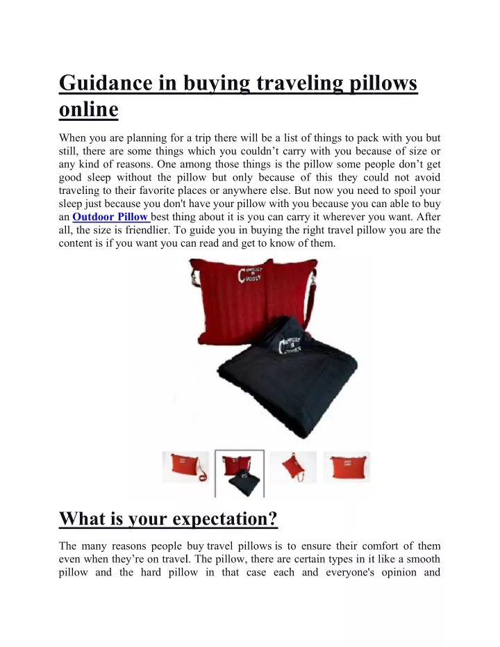 guidance in buying traveling pillows online