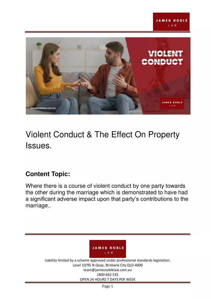 violent conduct the effect on property issues