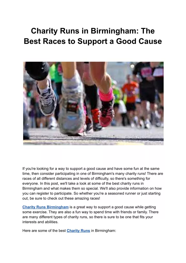 charity runs in birmingham the best races